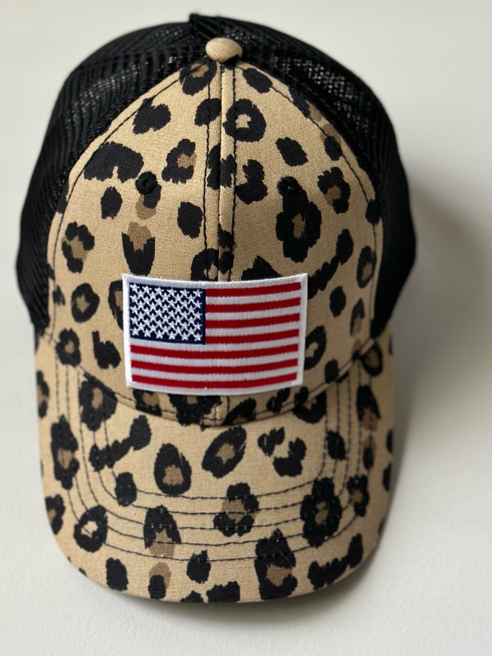 USA Women's Modern Trucker Capt | Black/Leopard